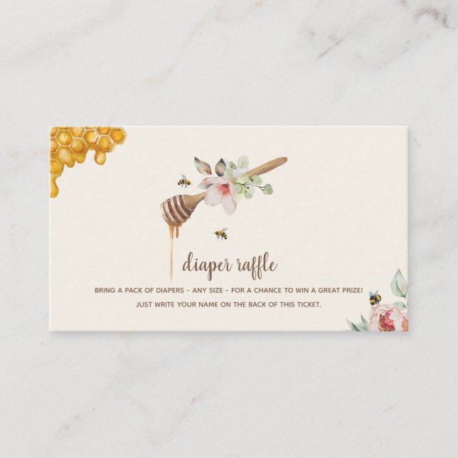 Cartão De Informações Sorteio de Fraldas Doce Como Abelha Mel Varinha Be (Frente)