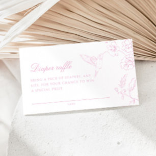 Cartão De Informações Sorteio de Fraldas em Rosa Suave Chinoiserie