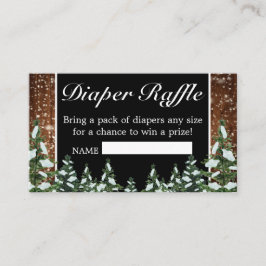 Cartão De Informações Sorteio de Fraldas Floresta de Pinheiros com Neve 