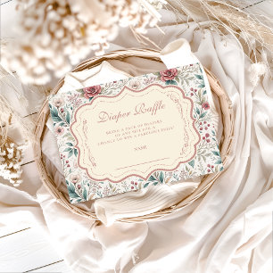 Cartão De Informações Sorteio de Fraldas Jardim de Rosas Shabby Chic
