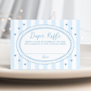 Cartão De Informações Sorteio de Fraldas Little Sweetheart Blue Bow
