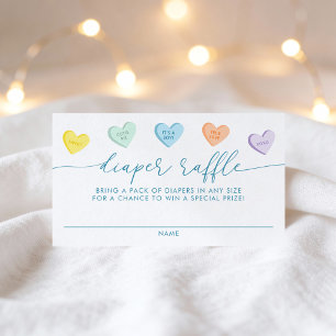 Cartão De Informações Sorteio de Fraldas Little Sweetheart Candy Hearts