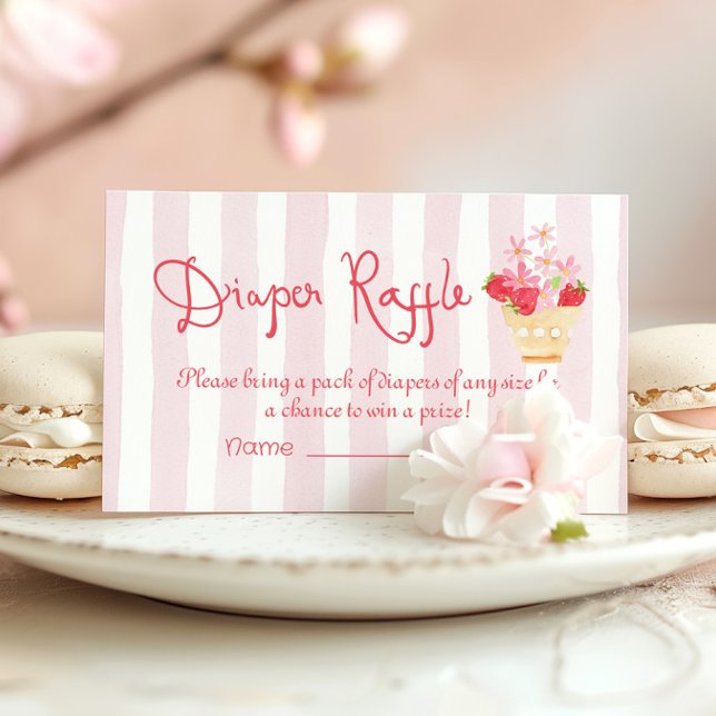 Cartão De Informações Sorteio de fraldas Morango Doce Fantasia (Criador carregado)