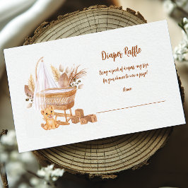 Cartão De Informações Sorteio de Fraldas para Bebê Boho Berço