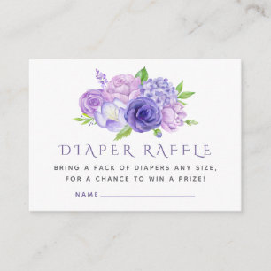 Cartão De Informações Sorteio de Fraldas para Bebê Floral em Aquarela Vi
