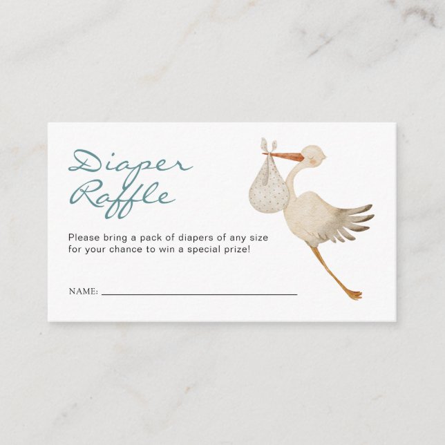 Cartão De Informações Sorteio de Fraldas para Bebês Meninos (Frente)