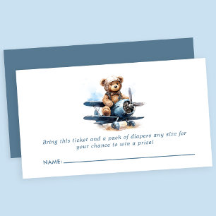 Cartão De Informações Sorteio de Fraldas para Chá de Bebê com Avião do U