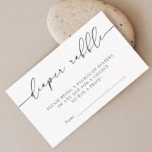 Sorteio de Fraldas para Chá de Bebê com Caligrafia