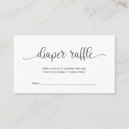 Cartão De Informações Sorteio de Fraldas para Chá de Bebê, Letra Negra à