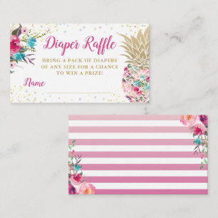 Cartão De Informações Sorteio de Fraldas para Chás de Bebê com Abacaxi R