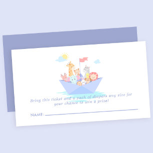 Cartão De Informações Sorteio de Fraldas para Chás de Bebê Lindos da Arc