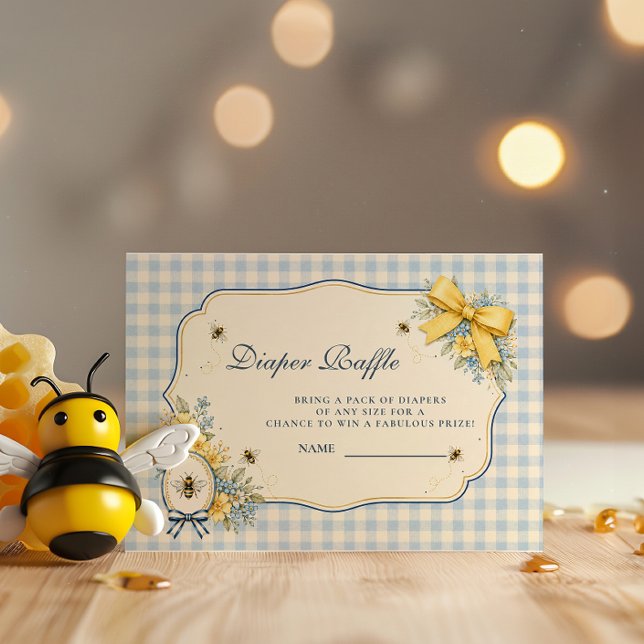 Cartão De Informações Sorteio de Fraldas Preppy Sweet Bee (Criador carregado)
