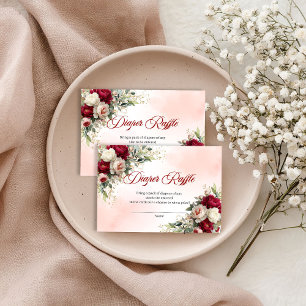 Cartão De Informações Sorteio de Fraldas Rústico Floral Ouro Burgundy At