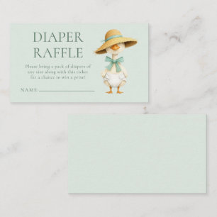 Cartão De Informações Sorteio de Fraldas Silly Goose Sage Chá de Bebê 
