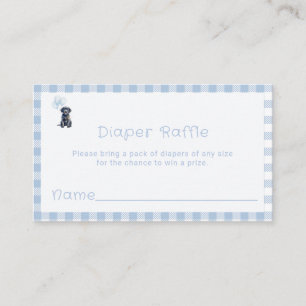 Cartão De Informações Sorteio de Fraldas Sweet Blue Gingham Black Lab Ca