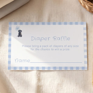 Cartão De Informações Sorteio de Fraldas Sweet Blue Gingham Black Lab Ca