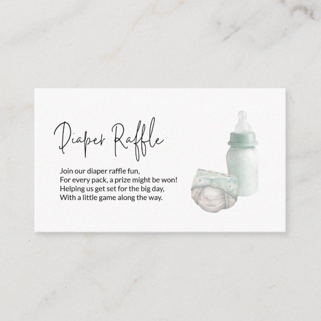 Cartão De Informações Sorteio de Fraldas Verdes (Frente)