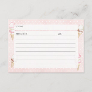 Cartão De Informações Sorvete e placa de recebimento rosa do Bolinhas