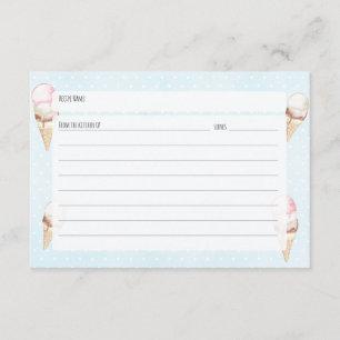 Cartão De Informações Sorvete e placa de receita azul do Bolinhas