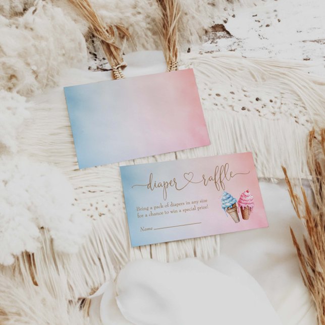 Cartão De Informações Sorvete Gênero Revelar Fralda Raffle (Criador carregado)