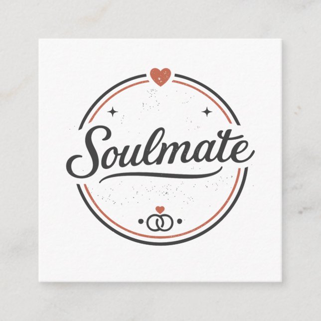 Cartão De Informações Soulmate Retro Love Minimal(Light) Couple Matching (Frente)