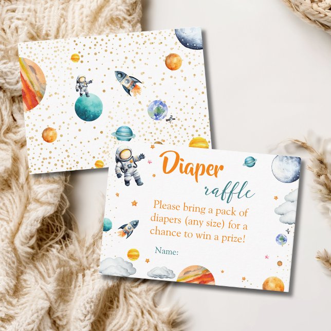 Cartão De Informações Space Adventure Diaper Raffle Baby Boy Shower (Criador carregado)