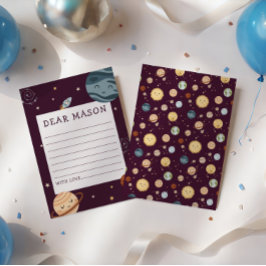 Cartão De Informações Space Adventure Playful Kids Birthday Time Capsule