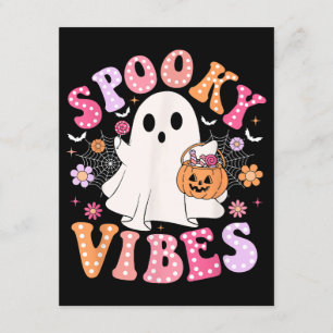 Cartão De Informações Spookes Vibes Ghost Retro Groovy Halloween
