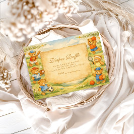 Cartão De Informações Sports Teddy Bear Baby Shower Diapper Raffle