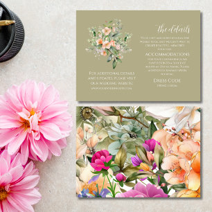 Cartão De Informações Spring Wedding Sage Green Floral