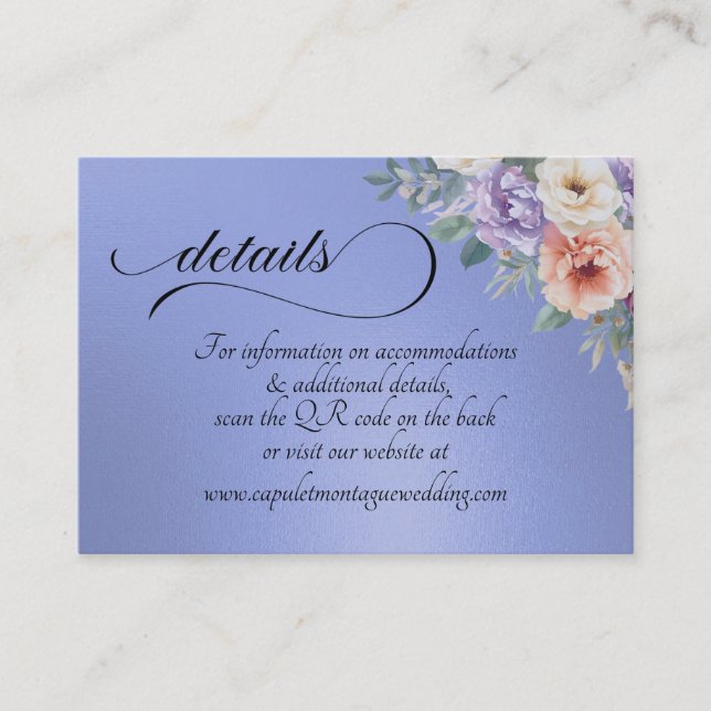 Cartão De Informações Spring Wildflowers, QR Code - Blue (Frente)