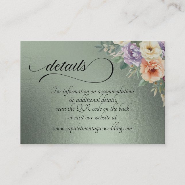 Cartão De Informações Spring Wildflowers, QR Code - Sage (Frente)