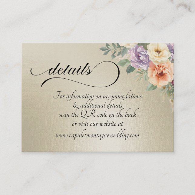 Cartão De Informações Spring Wildflowers, QR Code - Wheat (Frente)