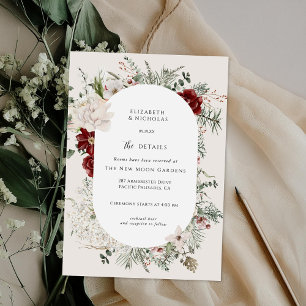 Cartão De Informações Spruce & Lace Detalhes do Casamento de Florais d
