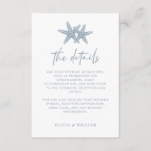 Starfish Modern Dusty Blue Beach Detalhes do casam