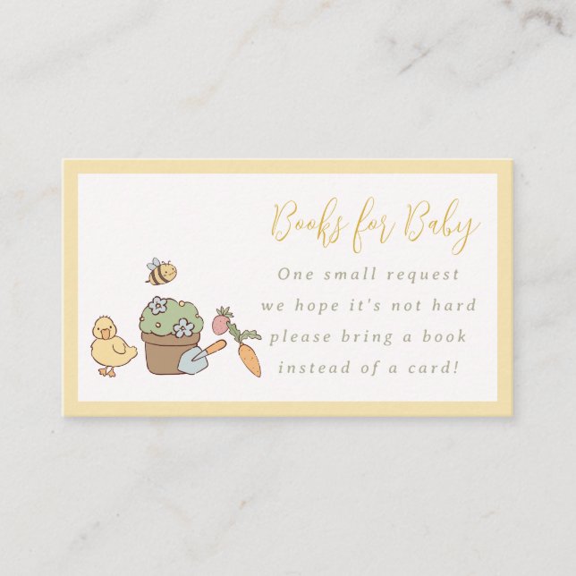 Cartão De Informações Storybook Baby Shower Books for Baby Card (Frente)
