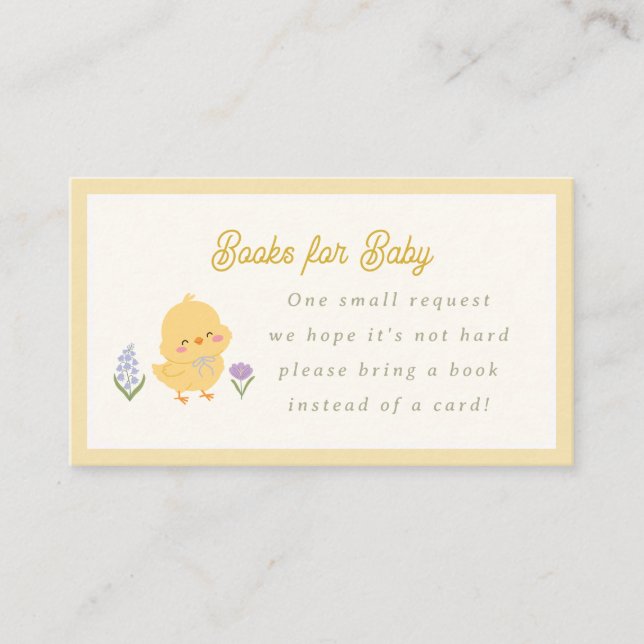 Cartão De Informações Storybook Baby Shower Books for Baby Card (Frente)