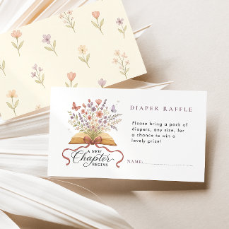 Cartão De Informações Storybook Fralda de flor selvagem Raffle Chá de fr