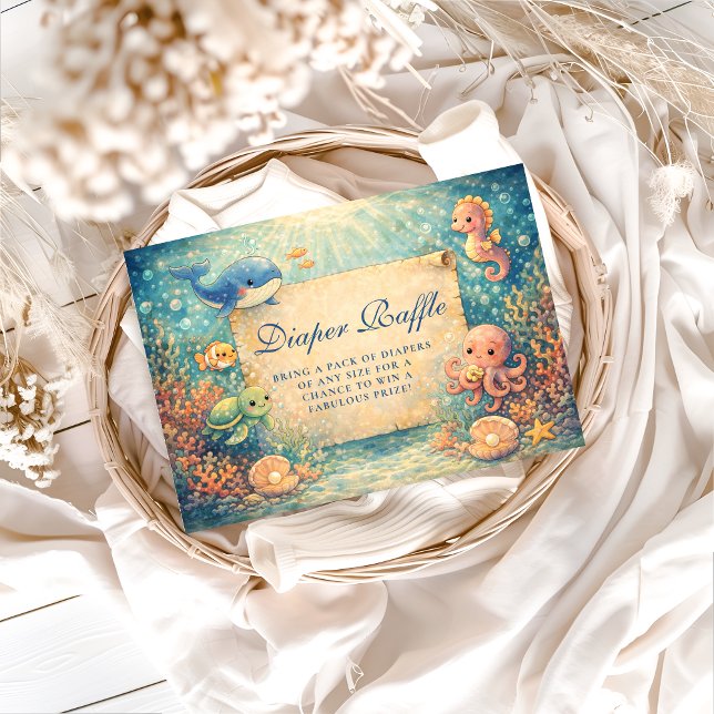 Cartão De Informações Storybook Ocean Friends Diapper Raffle (Criador carregado)
