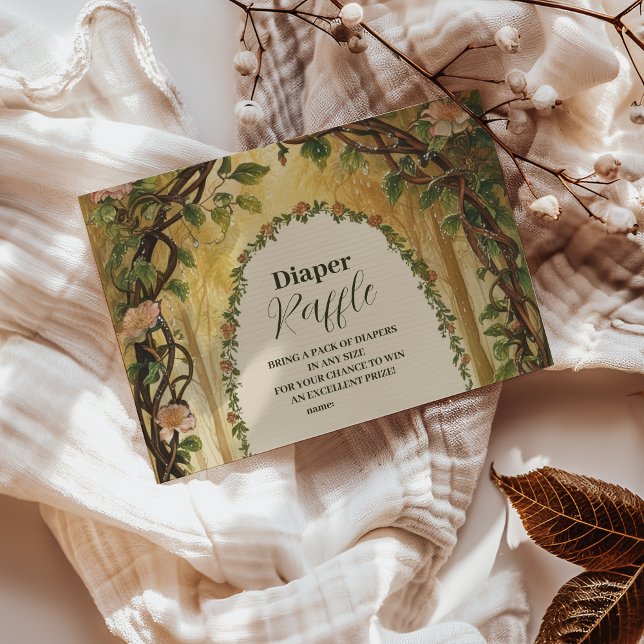 Cartão De Informações Storybook Woodland Forest Raffle Diapper (Criador carregado)