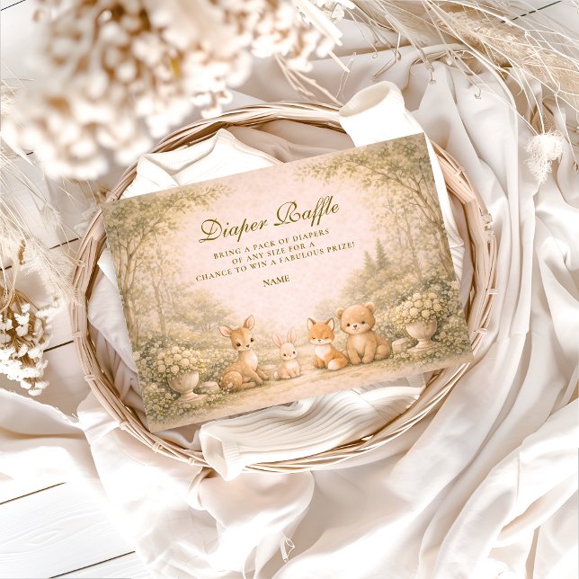 Cartão De Informações Storybook Woodland Garden Diapper Raffle  (Criador carregado)