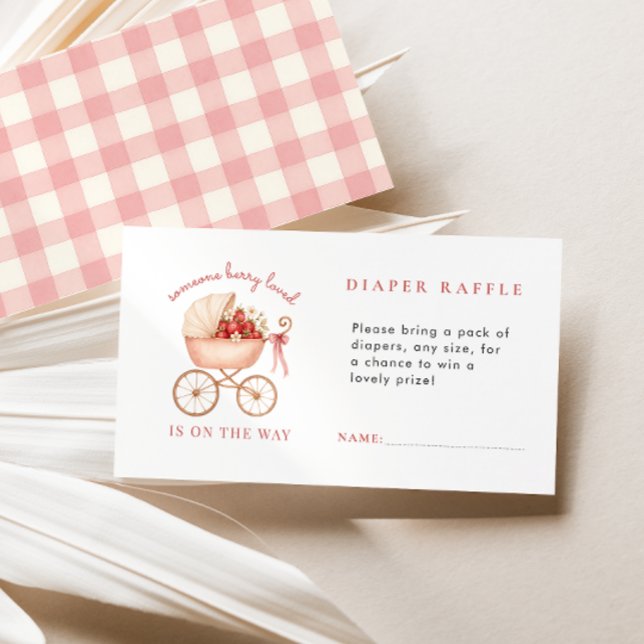 Cartão De Informações Strawberry Berry Amava a Fralda Raffle Chá de fral (Criador carregado)