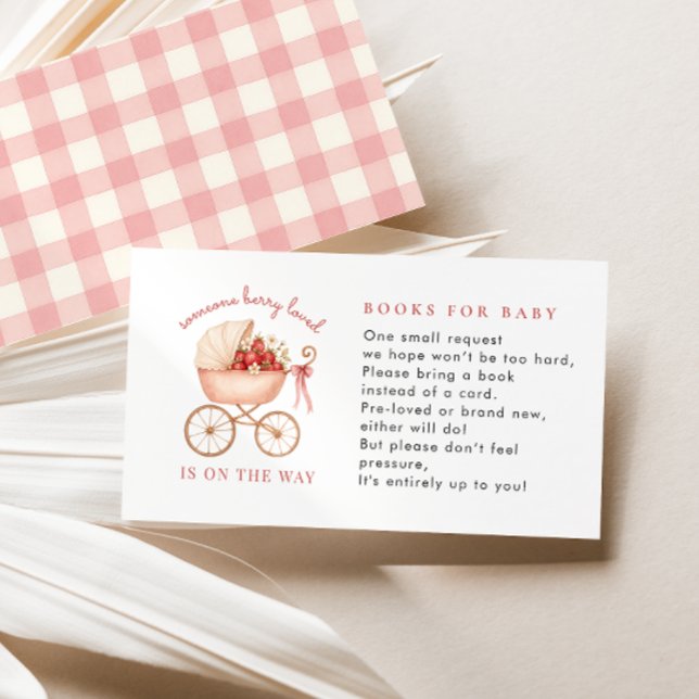 Cartão De Informações Strawberry Berry Amava Livros Para Chá de fraldas (Criador carregado)