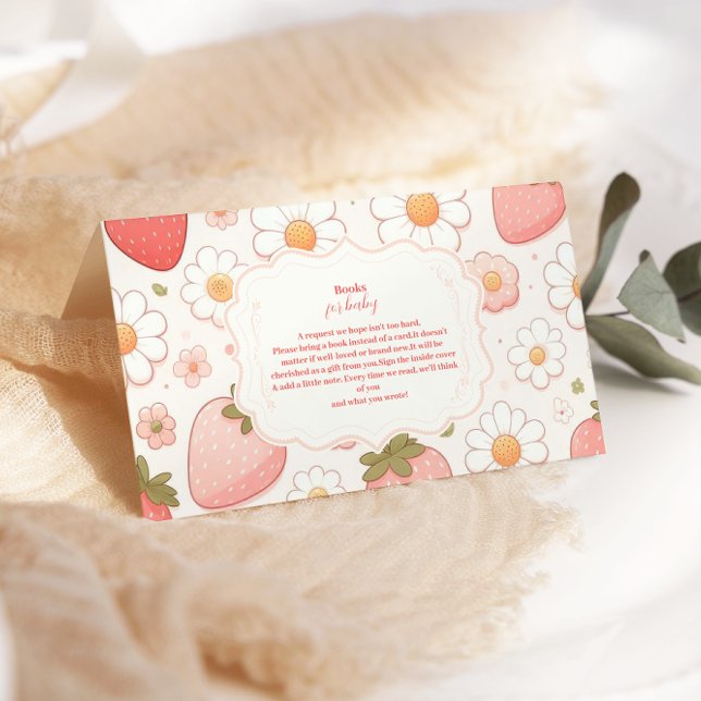 Cartão De Informações Strawberry Berry Sweet Chás de fraldas Livros para (Criador carregado)