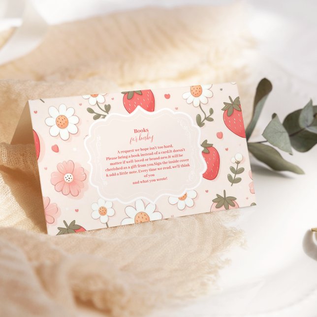 Cartão De Informações Strawberry Berry Sweet Chás de fraldas Livros para (Criador carregado)