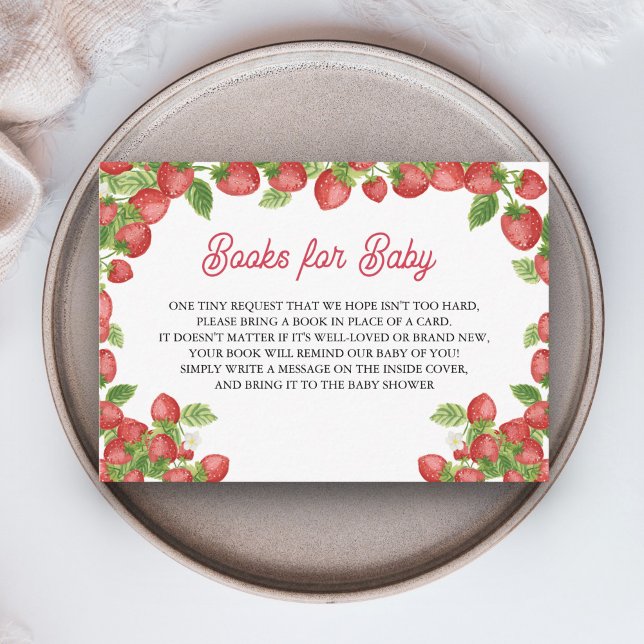 Cartão De Informações Strawberry Berry Sweet Chás de fraldas Livros para (Criador carregado)