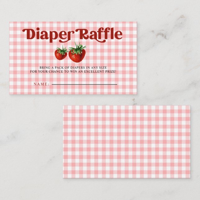 Cartão De Informações Strawberry Berry Sweet Fralda Raffle (Frente/Verso)