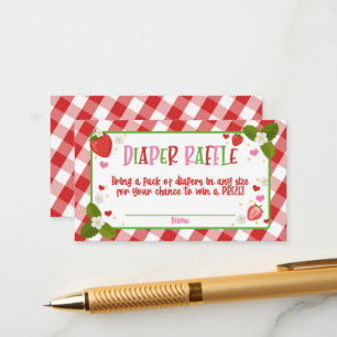 Cartão De Informações Strawberry Berry Sweet Fralda Raffle