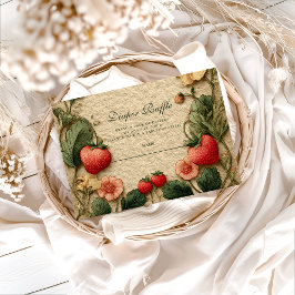 Cartão De Informações Strawberry Cottagecore Baby Shower Diapper Raffle