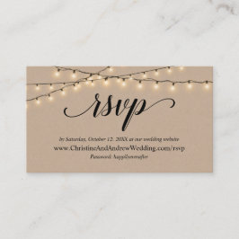 Cartão De Informações String Lights Kraft, placa de gabinete de resposta